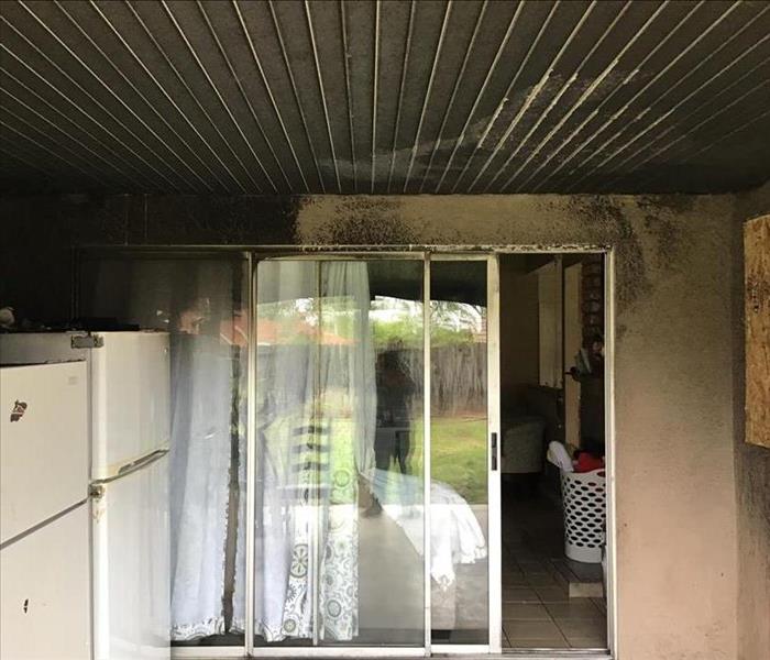 Damage on patio from Dryer Fire 