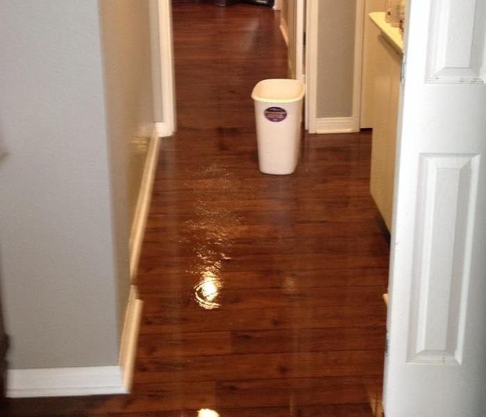 water damage in hall way 