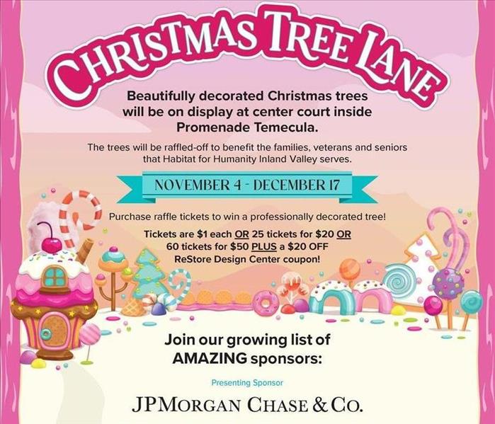 Information regarding location, time, pricing, and contact information for the Christmas Tree Lane event